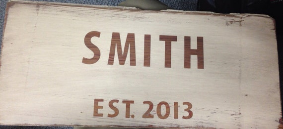 Est wood sign by ShaggySheepOH on Etsy
