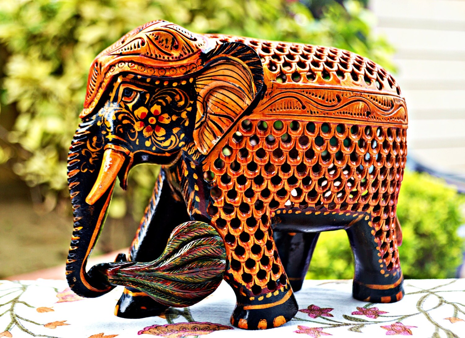 Wooden Elephant SculpturePregnant Mother by INDIACRAFTSONLINE