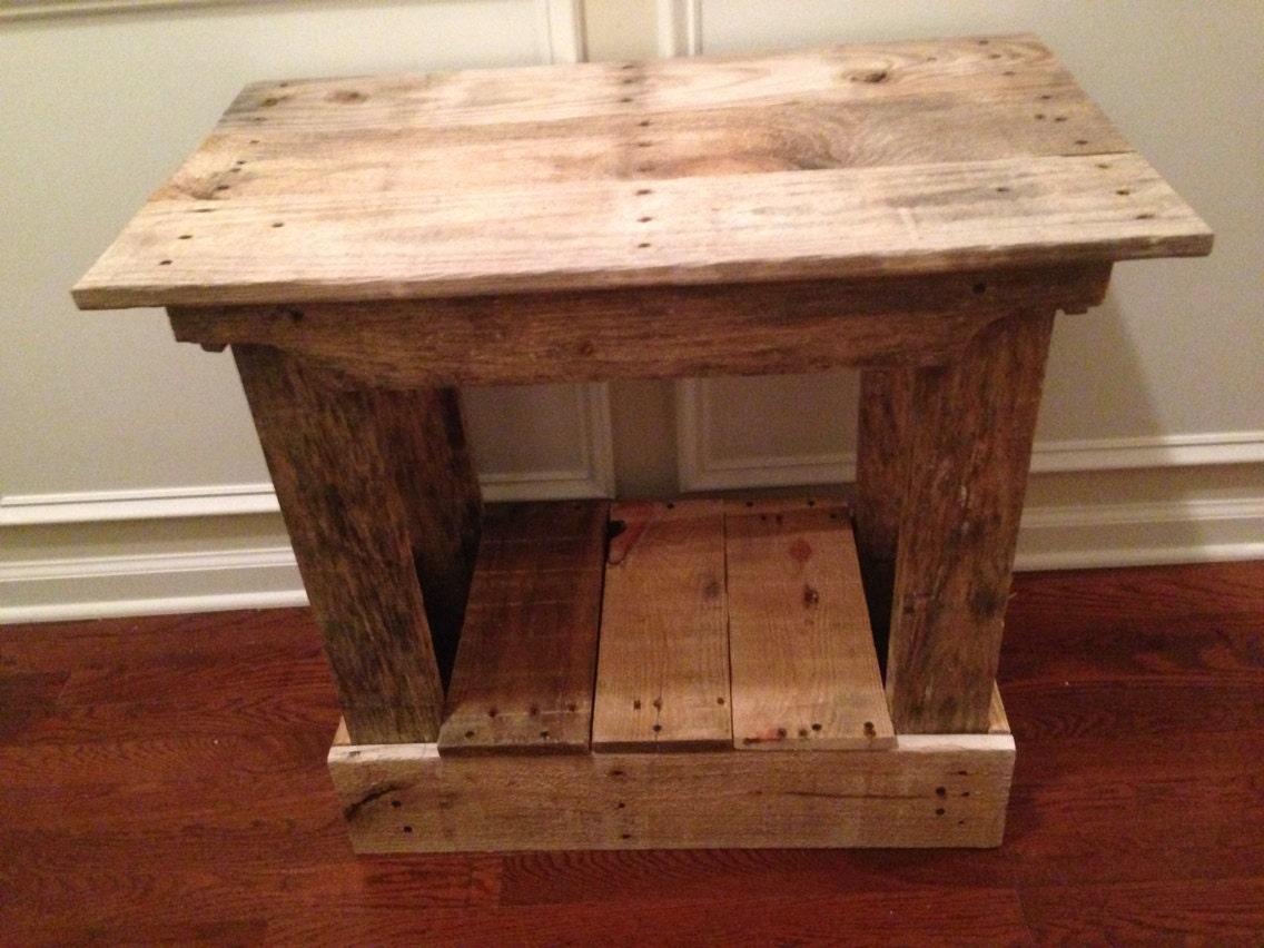 Rustic End Table with Shelf Side Table Foyer by BrittandTyler
