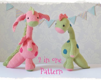 Crochet Dragon and Dinosaur Amigurumi PATTERN ONLY PDF Instant Download Cute Childrens Gift Toy Stuffed Animal