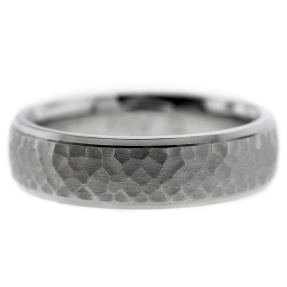 Men's Women's Hammered Wedding Band Ring 14k White Gold High Polished ... Men's Women's Hammered Wedding Band Ring 14k White Gold High Polished ...