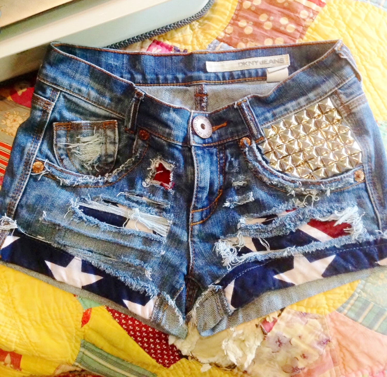 Rebel Flag Cutoff Denim Shorts. Stars Stripes Camo Southern