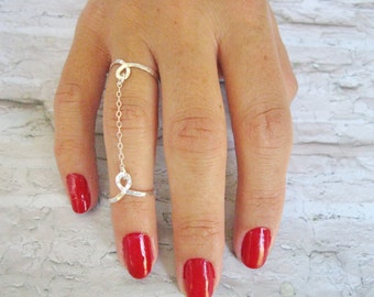 Double ring, Sterling silver ring, Stacking rings sterling silver, Double Knuckle Ring, Double finger ring, Two finger ring,knuckle ring set
