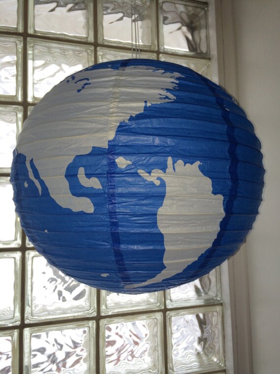 Bencailor 16-Pack World Map Paper Lanterns – 12" Blue Globe Decor For Earth Day, Travel Theme & Classroom