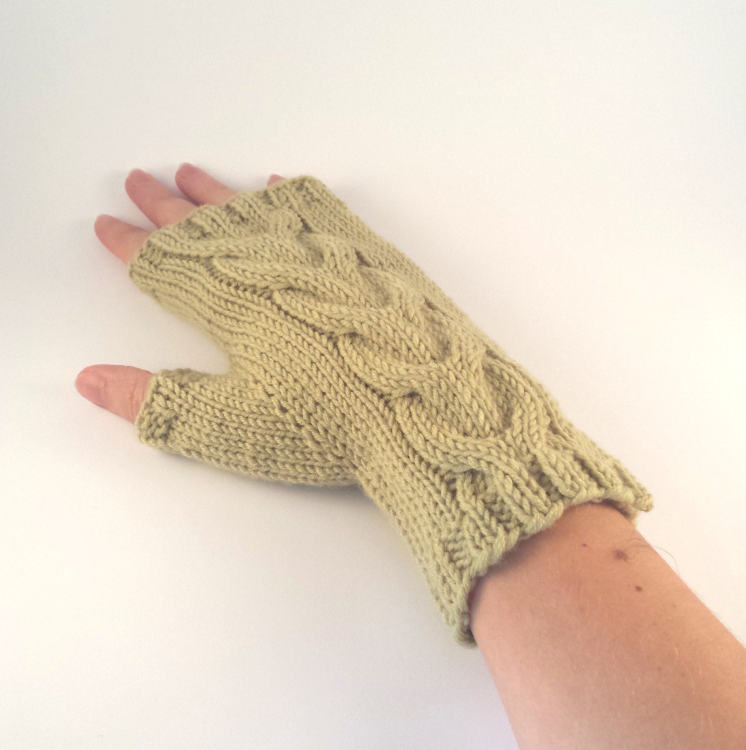 Double Cable Mittens Knitting Pattern for Women. PDF Download