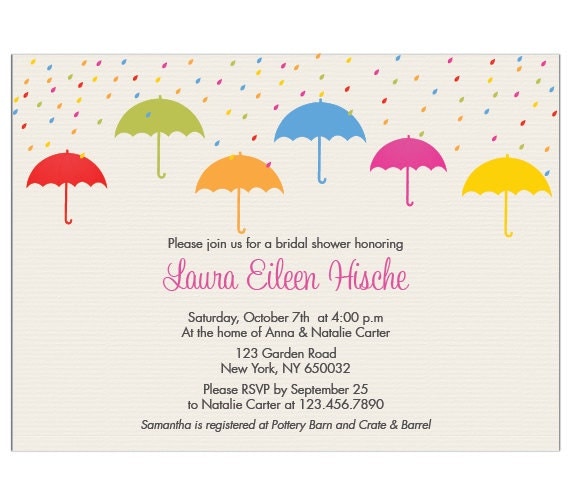 Colorful Umbrellas Bridal Shower Invitation
