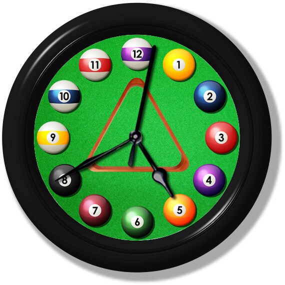 Pool Table Wall Clock Handmade by ClocksGalore on Etsy