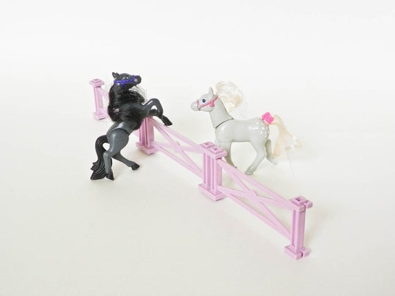 1993 Littlest Pet Shop Set Horses And Fence Vintage Kenner