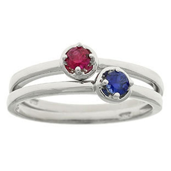 White Gold Personalized Birthstone Stackable Ring