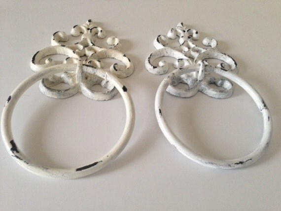 shabby chic towel ring holder wall white or cream shabby chic towel ring holder wall white or cream