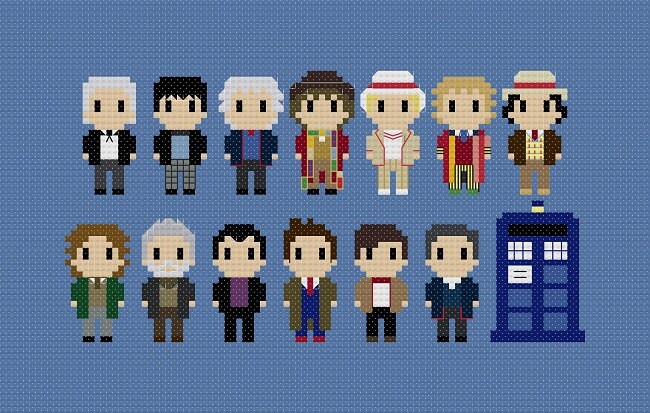 Download Doctor Who All Doctors Cross Stitch Pattern