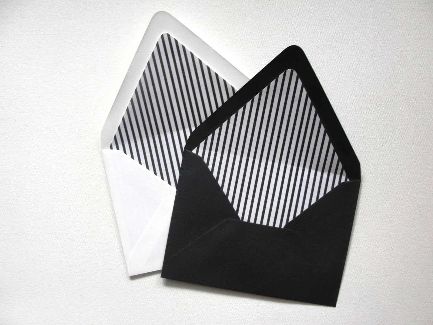 Set of 10 / Custom Color Lined Envelopes / Black & White