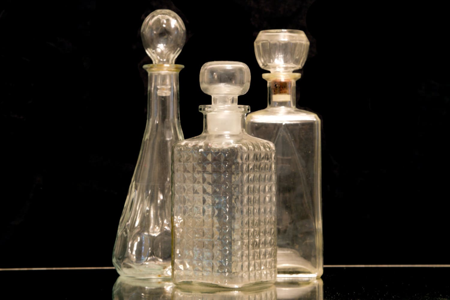 Vintage Glass Decanter Set of 3 // “The Cool Trio” Haute Juice