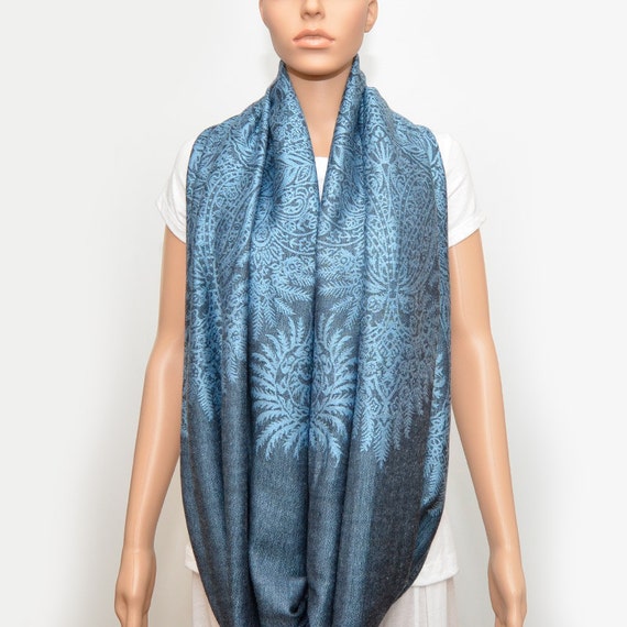 Ice Blue Infinity Scarf with floral pattern Nursing Cover