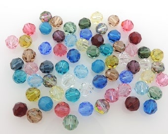 SWAROVSKI® Crystal Article #5000 8mm Round Beads, Assorted Colors, FORTY(40) Twenty-Seven(27) Cents Per Bead!