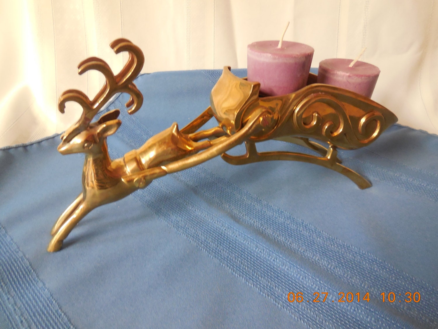 brass reindeer flying candle holder brass reindeer flying candle holder