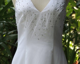 Vintage White Party Dress, Casual Dress, Summer Dress, Medium (F15)