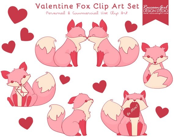 Valentine Fox Clip Art Set Personal And Commercial Use 4946