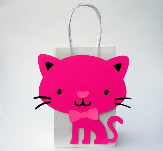 Cat Goody Bags Cat Favor Bags Cat Goodie Bags Cat by CraftyCue