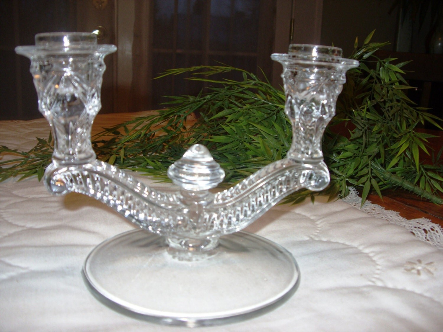 Double Glass Candle Holder Elegant Dining Candlestick Holder
