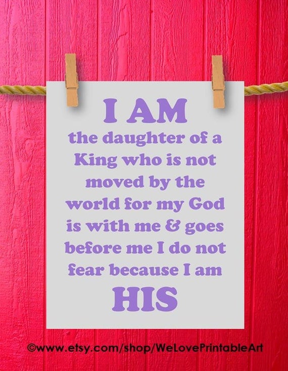 Items similar to I Am the Daughter of a King Bible Verse Art Scripture ...