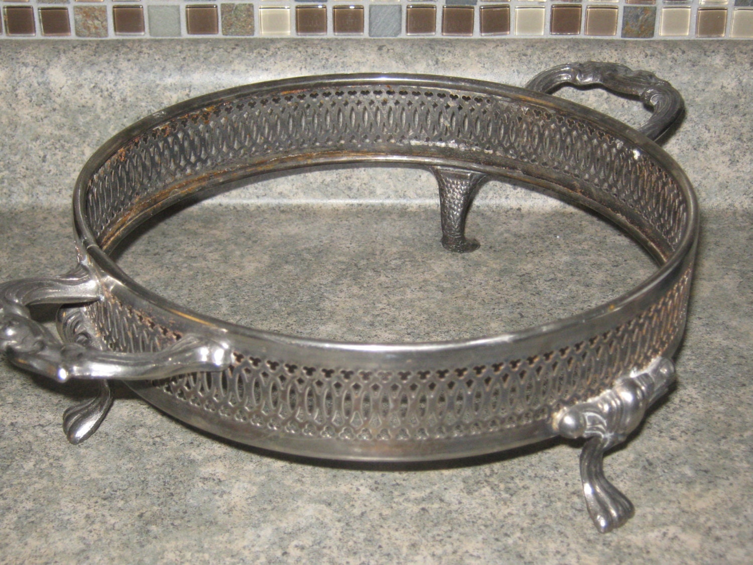 Old Metal Serving Display Tray / Vintage Antique by RetroRhoda