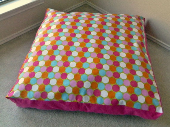 Kids Floor Pillow Multicolor Circle Polka Dot Print