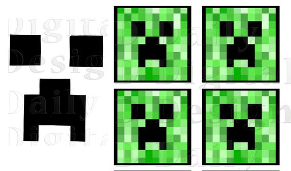 Minecraft Creeper Faces Printable for Balloons, Favor Boxes & Bags INSTANT DOWNLOAD Il_570xn