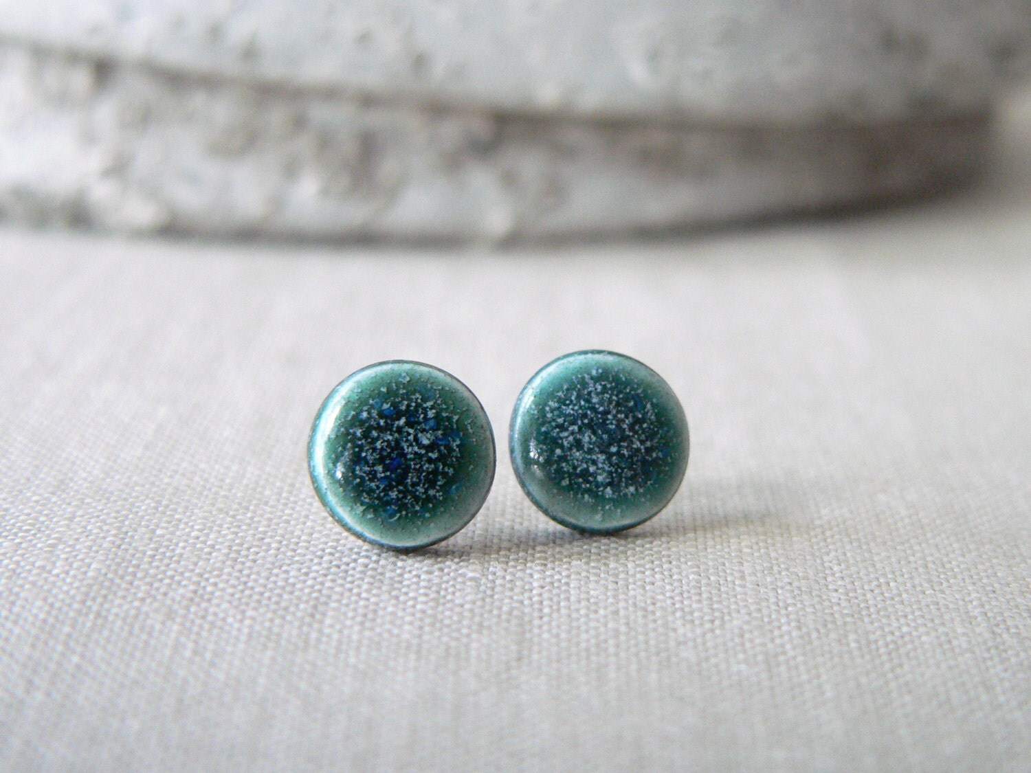 Ceramic stud earring 9mm dark turquoise stud earring ceramic