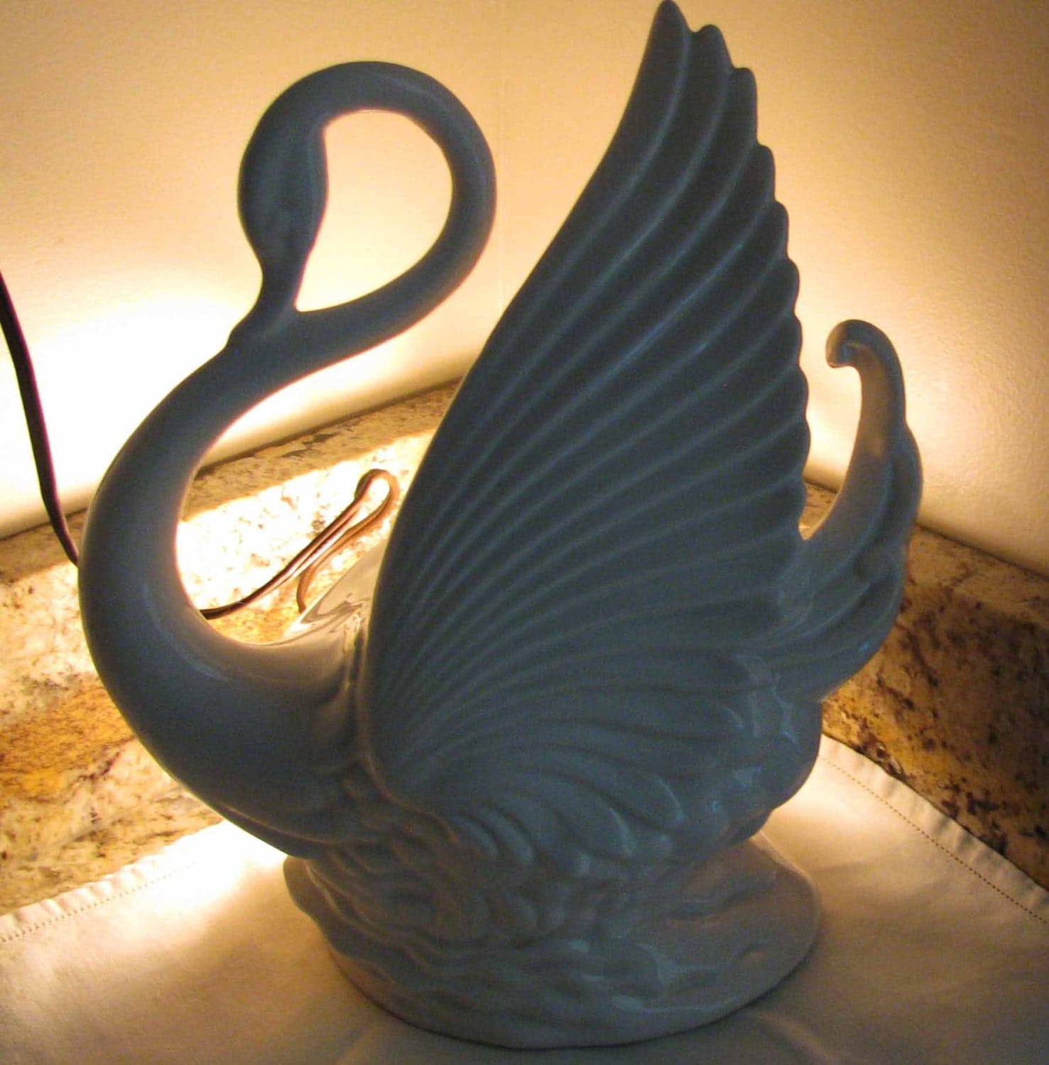 Art Deco Swan TV Lamp and Planter Maddux of California