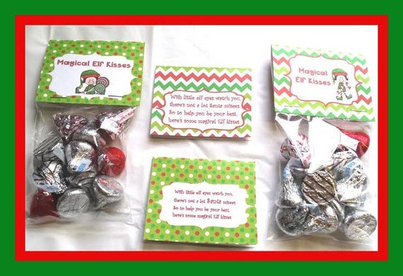 Items similar to Magical Elf KISSES(2 designs) Printable Bag topper ...