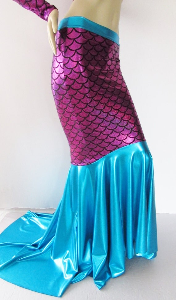 Items similar to Ariel Mermaid scale Skirt Fish tail costume, Stretch ...