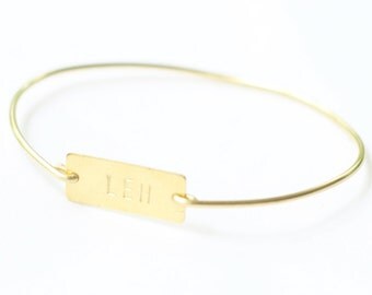 Girls Personalized Bracelet, Girls Brass Initial Bracelet, Hand Stamped Brass Bangle, Personalized Jewelry, Monogram Bracelet, ID Bracelet