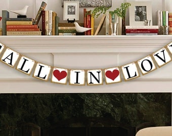 Fall In Love Banner Bridal Shower Decorations - Wedding Banner- Wedding Garland- Sign - Photo Prop