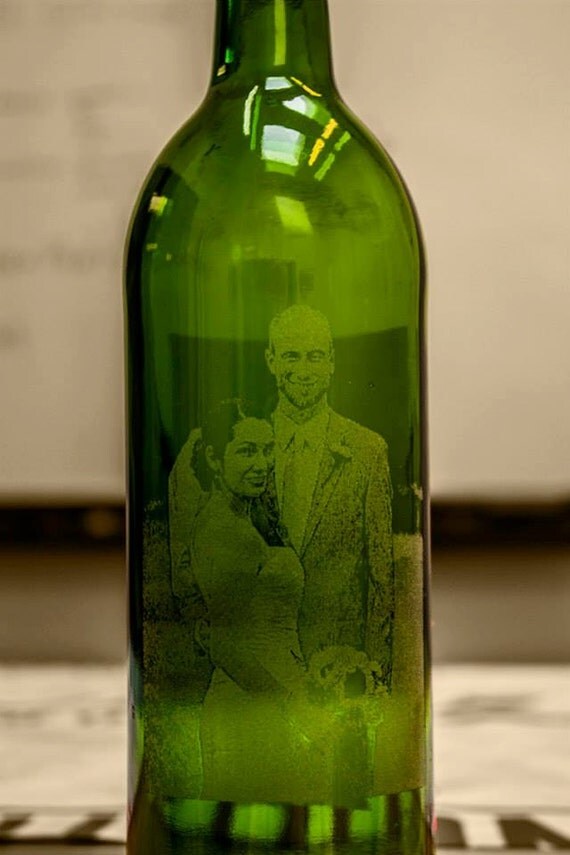 Items similar to Laser engraved photographic Wine Bottles on Etsy