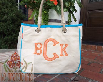 Custom Applique Monogrammed Canvas Tote Bag, Available in Multiple ...