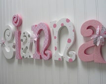 Nursery letters, Nursery wall hanging letters, Pink, White & Gray ...