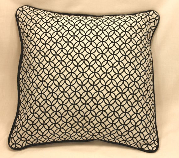 Black/White Geometric Pillow Cover 18 Cording Colors