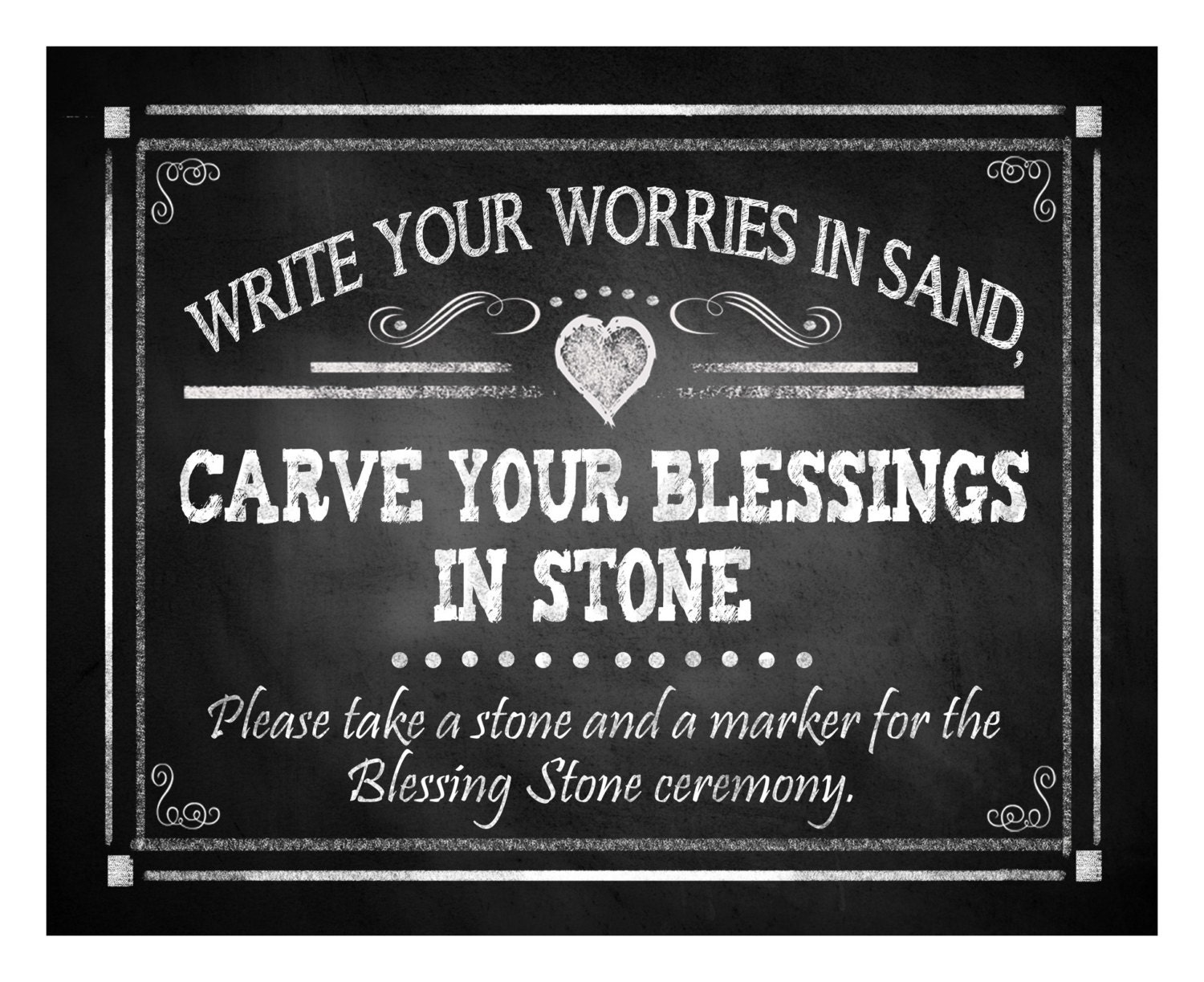 Wedding BLESSING STONES sign FOUR sizes instant download