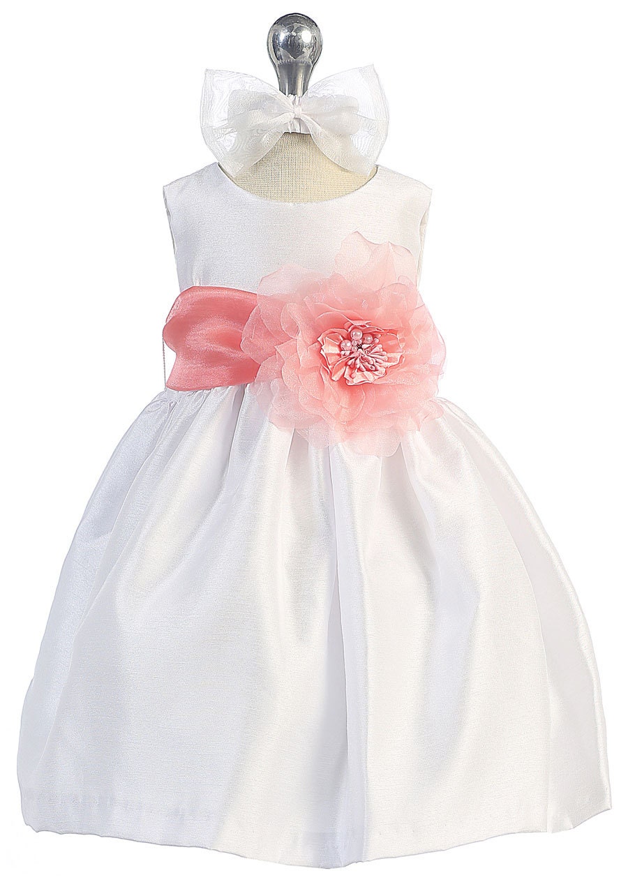 Lovely Silk Baby Dress with Matching Elastic by KidsDreamDresses