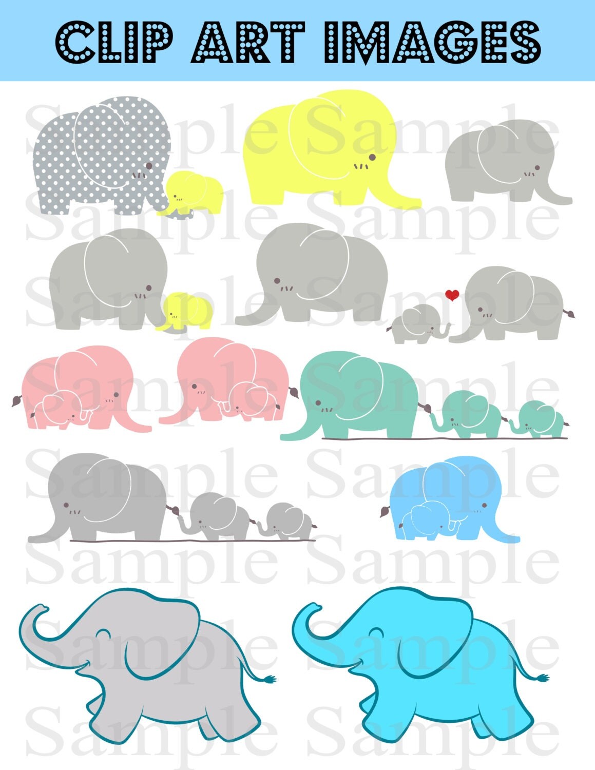 free mom and baby elephant clipart - photo #34