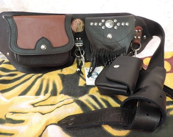 Hand Made Leather Fanny Pack Biker Utility Belt "UNIQUE" L@@K!