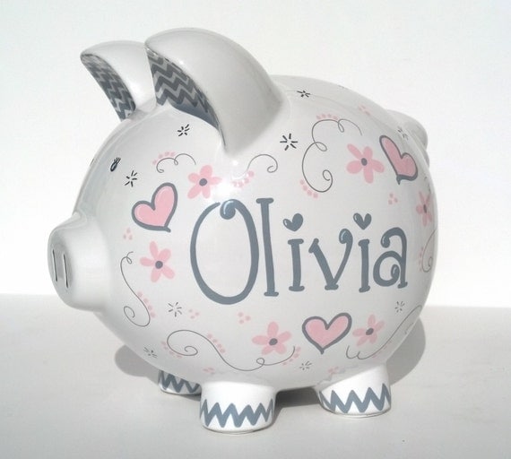 Personalized Piggy Bank Custom Handpainted by SamselDesigns