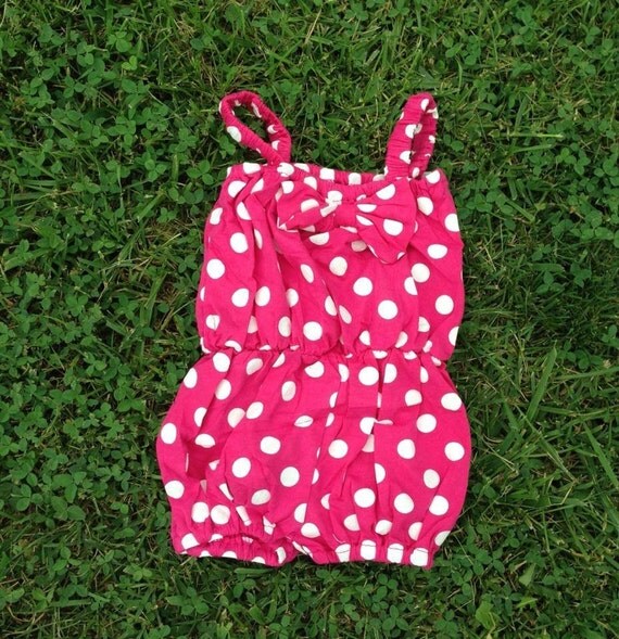 Items similar to Hot pink polka dot romper minnie mouse romper on Etsy