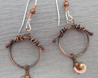 Molten solder earrings affixed to brass copper by 4FreeSpirits