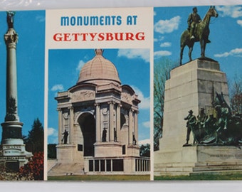 MONUMENTS at GETTYSBURG Card, Vintage post card, Collectible souvenir post card, Gettysburg Color Post Card,Historical Souvenir,vintage card