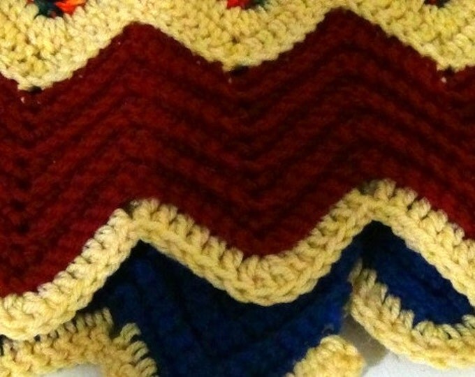 Crochet Ripple Blanket - Ripple Rustic Lapghan - OOAK