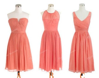 Coral Bridesmaid Dress Short Bridesmaid Dress Chiffon Dresses Short ...