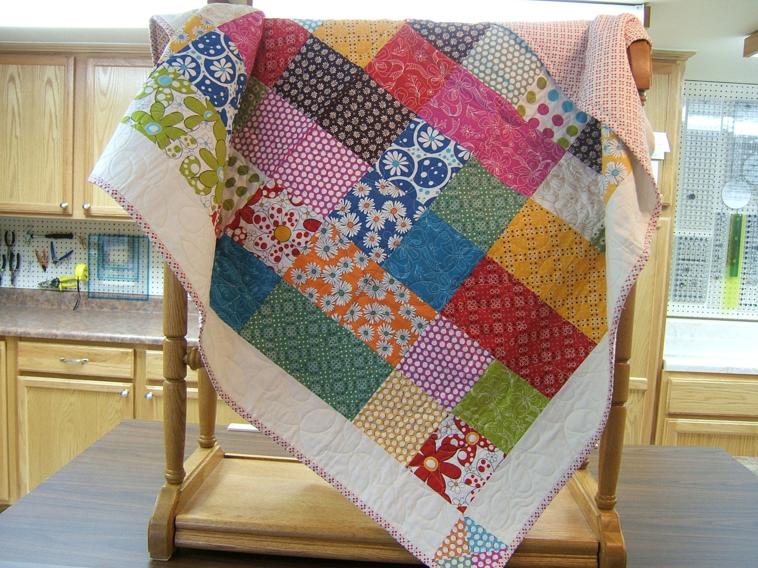 Funky Lap Quilt Multi Colored Quilt Teenager Quilt Hippy