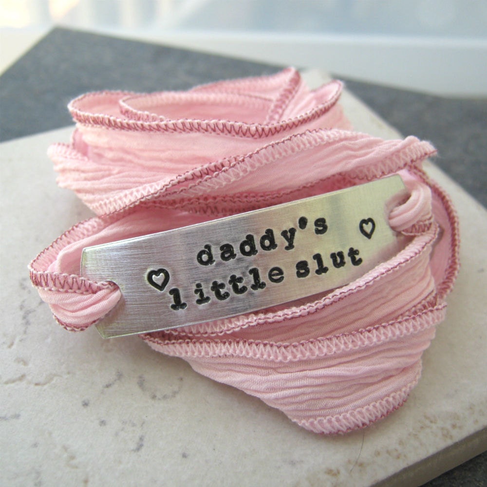 Daddys Little Slut Bracelet Silk Ribbon Wrap